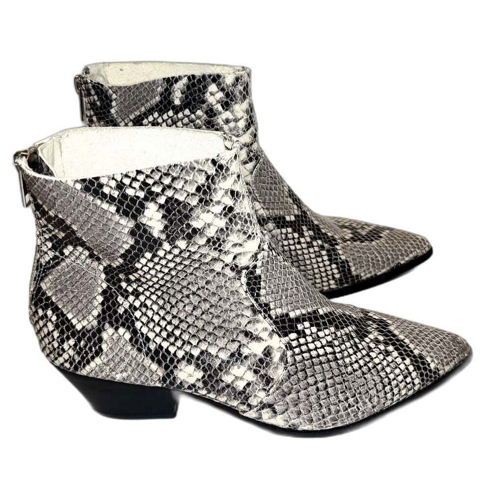 Steve Madden Cafe Natural Snake Leather Western Ankle Booties Pointed Toe 7M